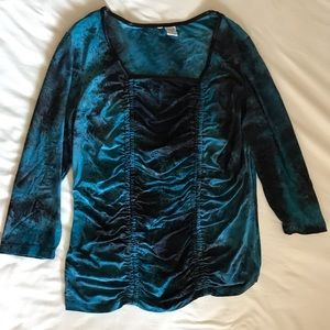 Teal and black Stretchy Top blouse shirt